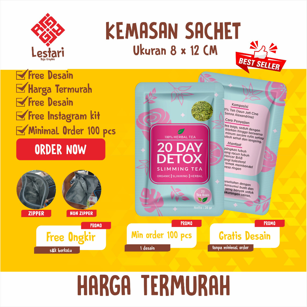 (TERMURAH) 8x12 CETAK KEMASAN SACHET FULL PRINT