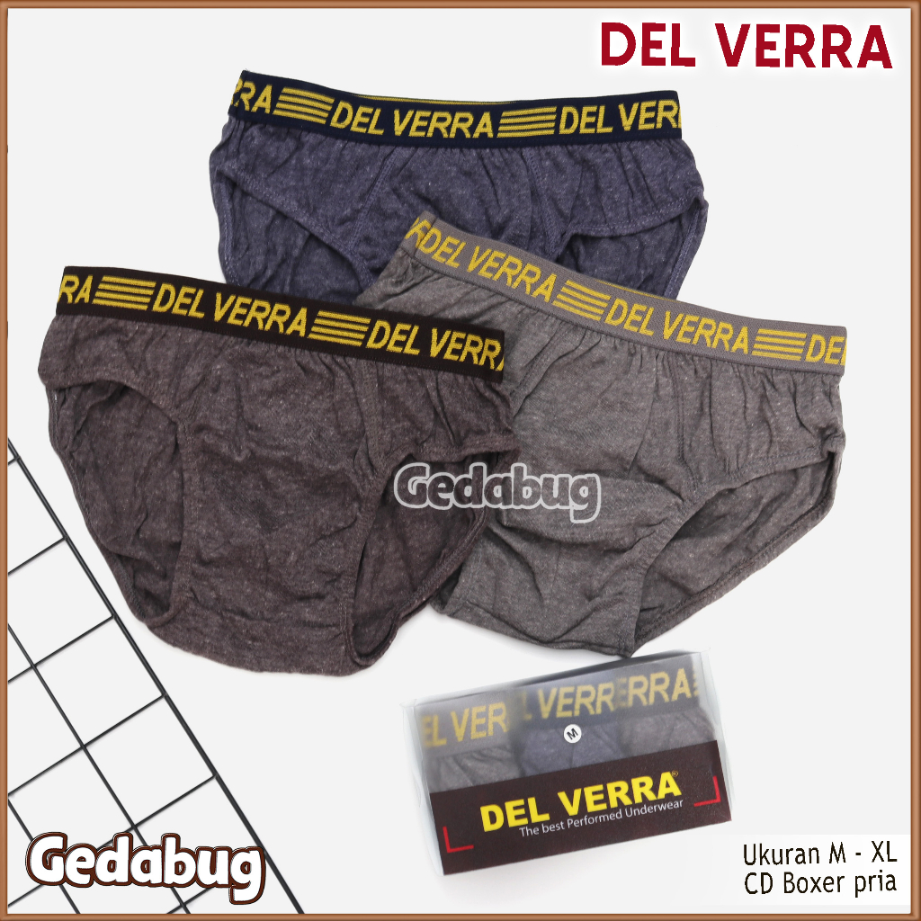 3 Pcs - CD Pria Dewasa DEL VERRA | Celana dalam pria dewasa Segitiga Karet Boxer | Gedabug