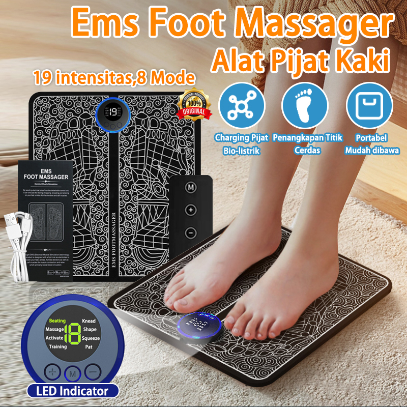 Alat Pijat Kaki Terapi Electric/Ems Foot Massager Original/Alat Terapi Kaki Akupunktur Pengisian Meningkatkan Sirkulasi Darah Meredakan Sakit（Dengan Remote Control）