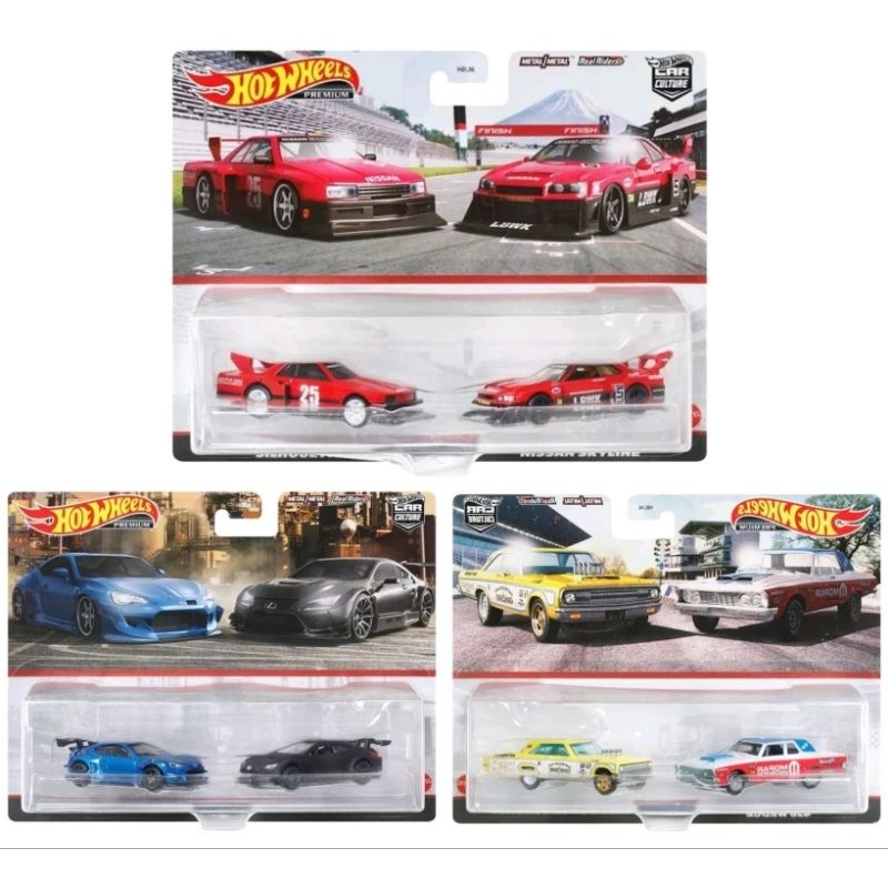 Hot Wheels Premium Car culture 2 Pack Skyline Silhouette Subaru Lexus Mooneyes Original Mattel Hotwheels