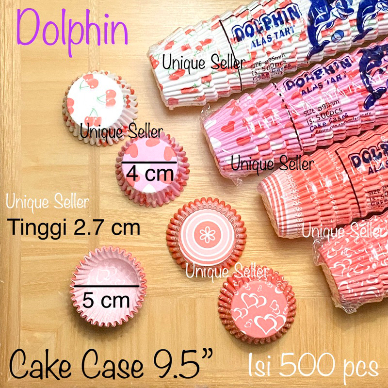 [500 pcs] Cake Case 9.5 Motif DOLPHIN Alas 4 cm / Alas Kertas Kue 9.5” / Paper Cup Cake Case 9,5” Motif Warna Warni / Paper Cup Case Kue 9.5cm / Kertas Cup Cake Motif 9,5cm / Cupcake Case Warna 9.5 9,5 cm