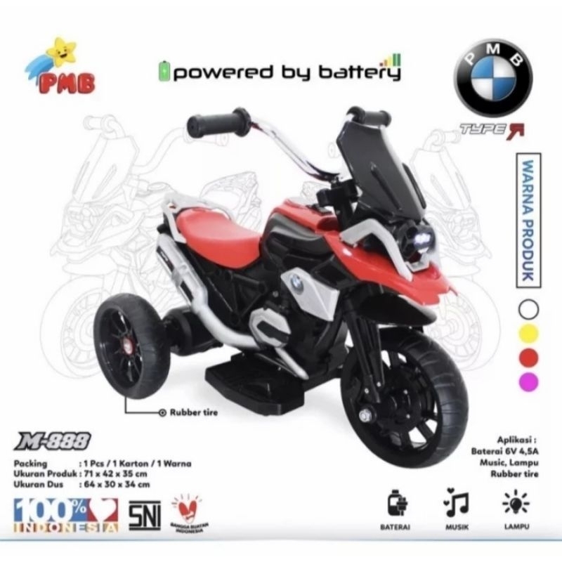 Motor Aki Anak / Pmb M888 Mainan Anak / Motor accu