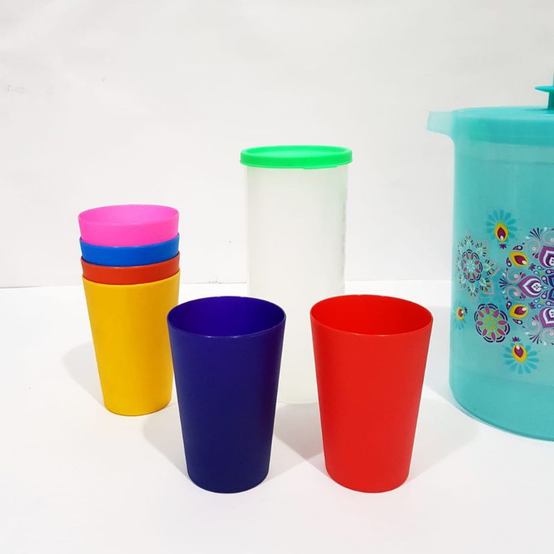 Gelas Pelangi Plastik SET 6 in 1 Gelas Minum Piknik Picnic Cup Set