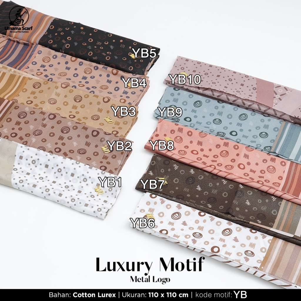 [RANDOM] Jilbab Segiempat LUXURY PRINT UMAMA motif bahan Cotton Lurex original Premium khusus RANDOM CAMPUR  WARNA DAN MOTIF