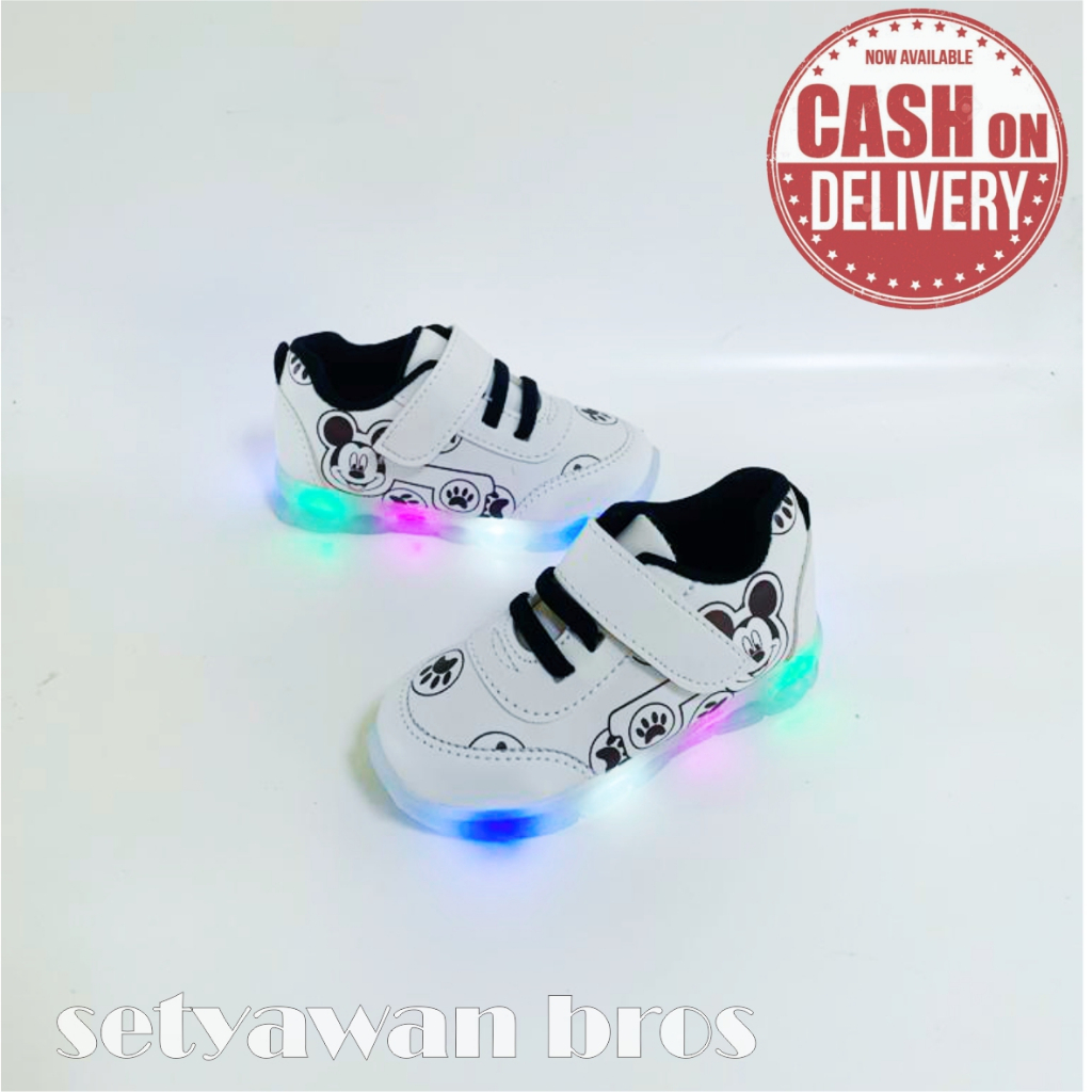 sepatu led slip on anak perempuan fashion micki terunik dan lucu