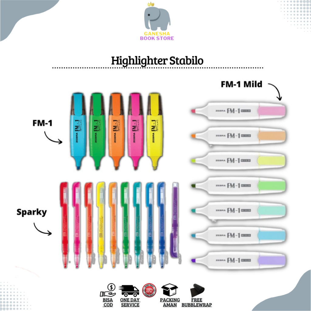 

Highlighter Zebra / Stabilo Zebra Sparky, FM-1 Mild