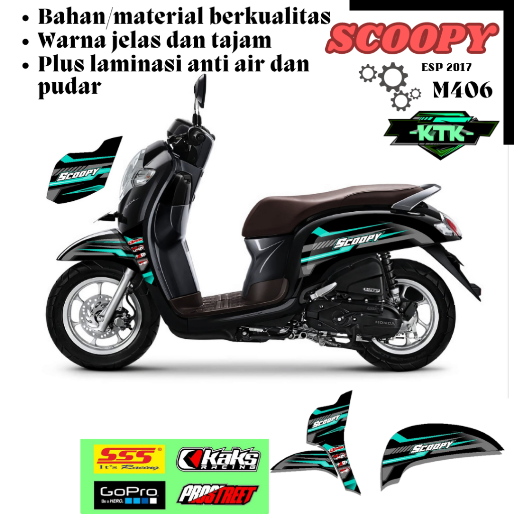 Stiker Decal Sticker Striping Motor HONDA SCOOPY ESP 2017 2018 2019 KODE M406 Semi Full Body Set Kan