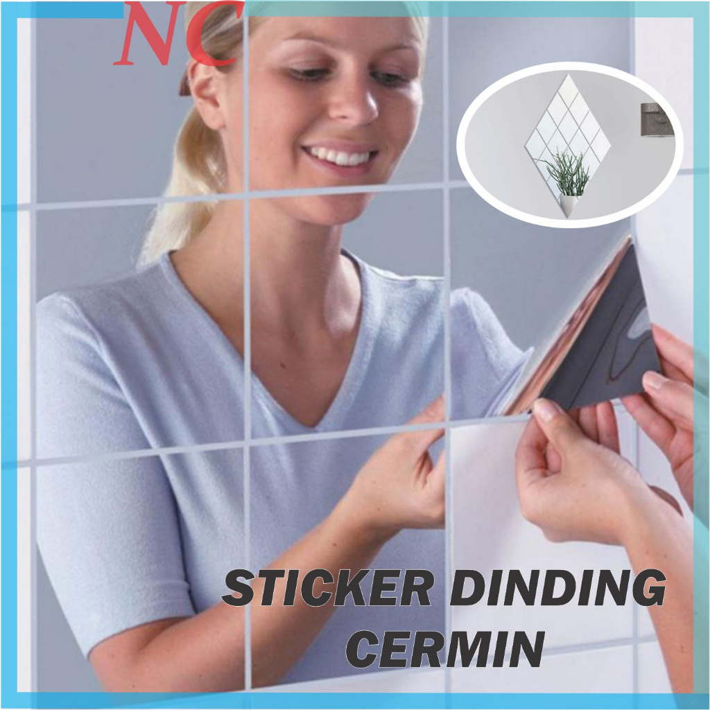 NC Cermin Sticker Dinding Wall Sticker cermin kaca / Stiker Dinding Kaca stiker dinding cermin