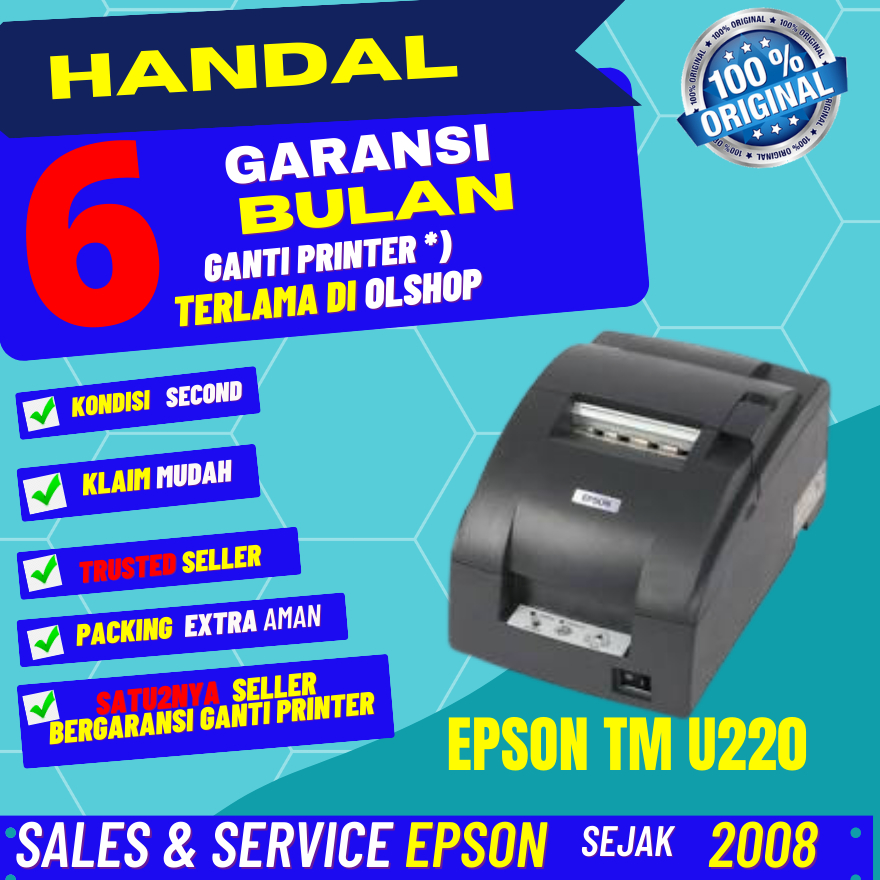 printer mesin kasir Epson tmu220 tmu 220 tm u220 tm-u220 SECOND / USED / BEKAS  dotmatrix GARANSI 6 