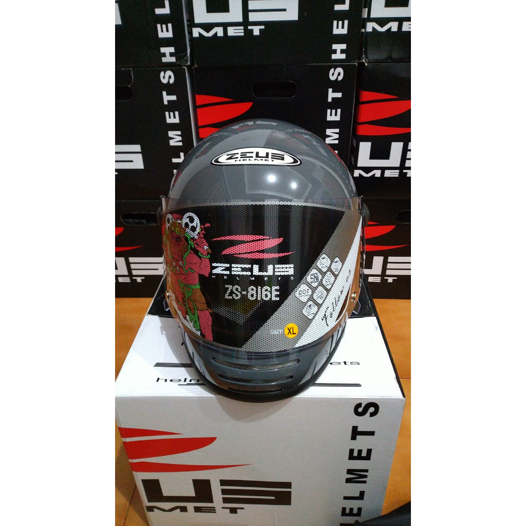 ZEUS HELM ZS 816E - Grey - Helm Full Face Vintage