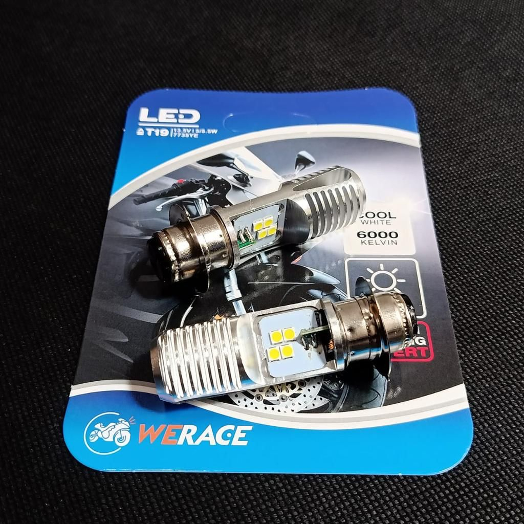 BOHLAM LAMPU DEPAN LED MOTOR BEBEK MATIC HEADLAMP LED KAKI 1 H6 MODEL T19 AC DC 8 LED 12 VOLT SUPER TERANG PUTIH 6000 KELVIN