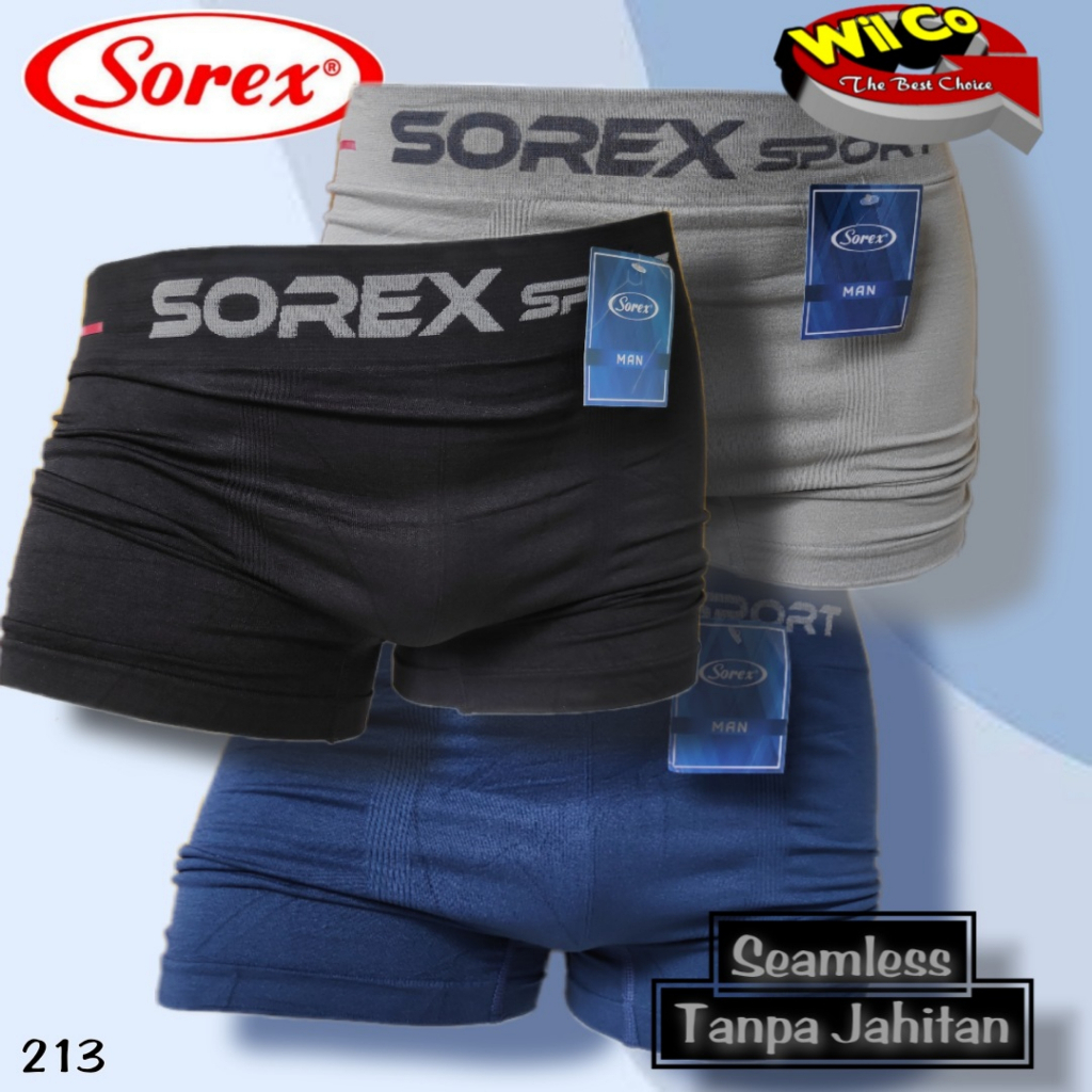 K213T - (DIJUAL PER 3 Pcs) CELANA DALAM PRIA BOXER SOREX SIZE M/L - XL/XXL