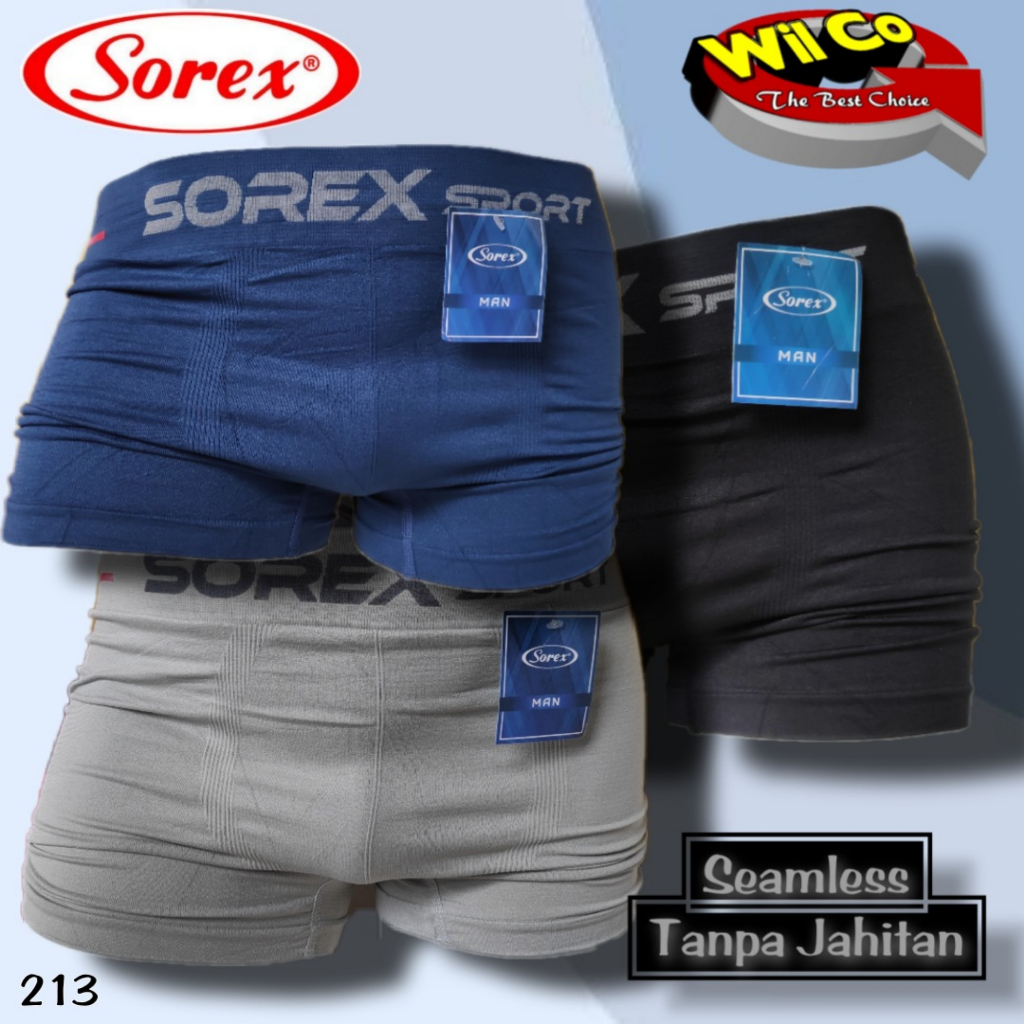 K213T - (DIJUAL PER 3 Pcs) CELANA DALAM PRIA BOXER SOREX SIZE M/L - XL/XXL