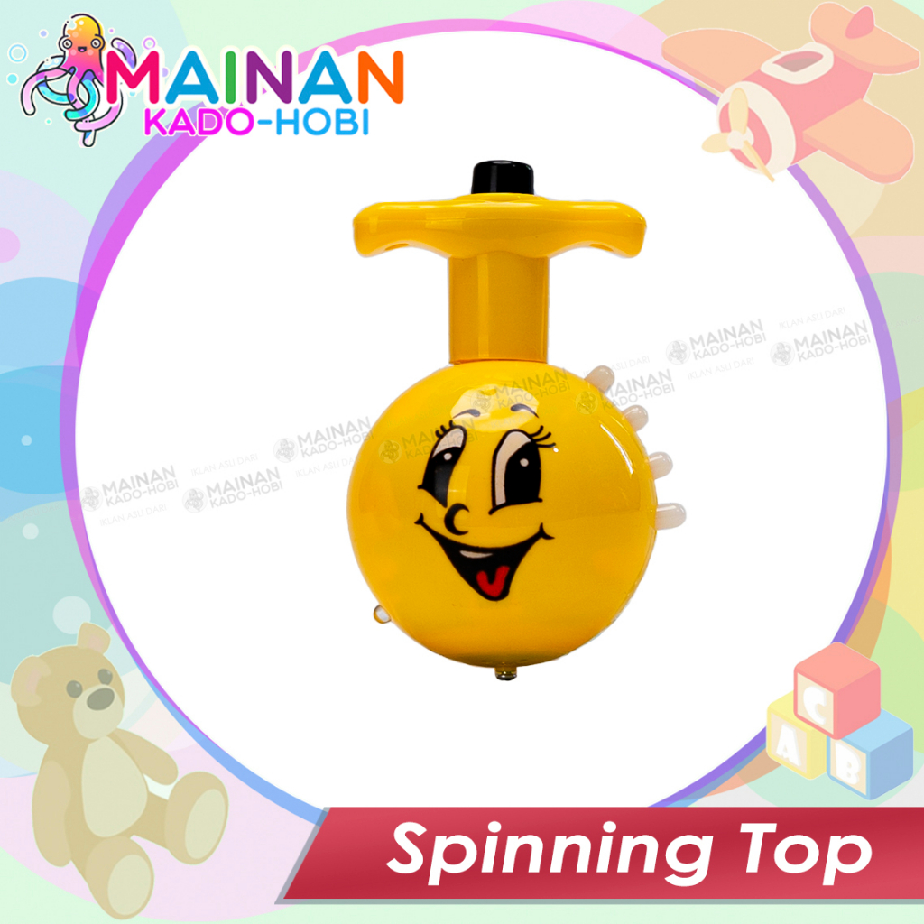 MAINAN ANAK SPINNING TOP GANGSING MUSIK KARAKTER EMOJI SMILE