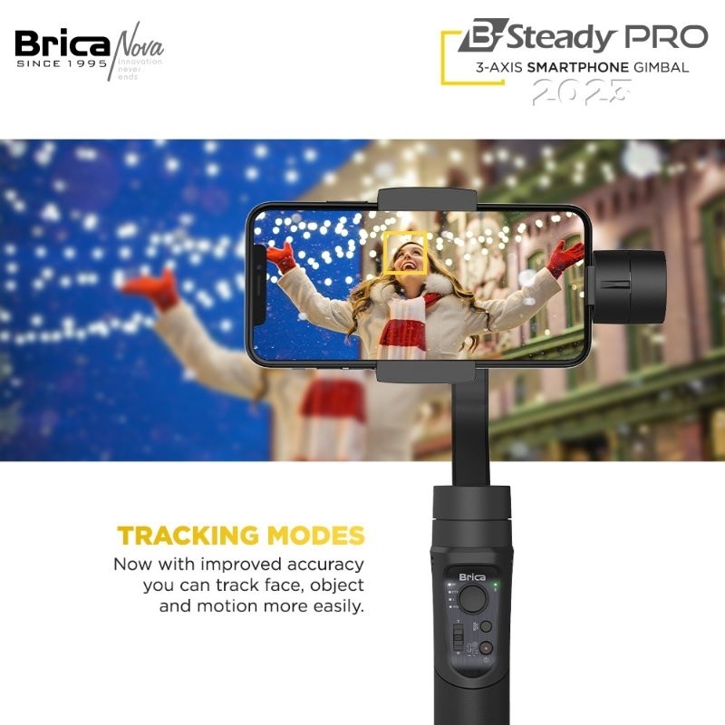 Brica B-Steady PRO 2023 - 3 Axis Smartphone &amp; Action Cam Gimbal