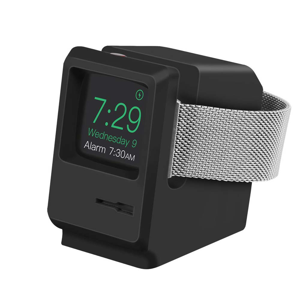 Holder Wireless Charging Dock Stand Silicone For Apple Watch - JS8 - Black