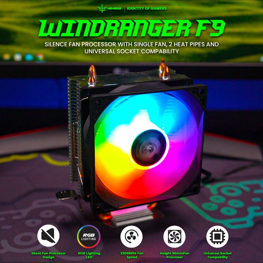 NYK Nemesis Windranger F9 Fan Processor 9cm Single Fan RGB