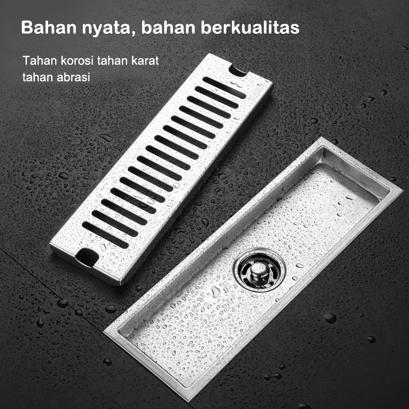 ⚡⚡KERROGEE Smart floor drain Saringan Panjang 60/40/30cm Tile insert Stainless 304/saringan pembuangan air/floor drain Katup Otomatis Anti kecoa Anti Bau