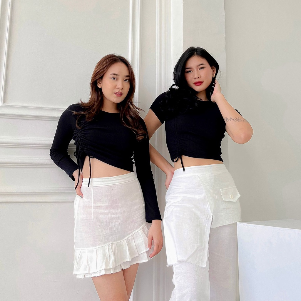 MILENA TOP / Lengan Panjang / Lengan Pendek / Top Rib