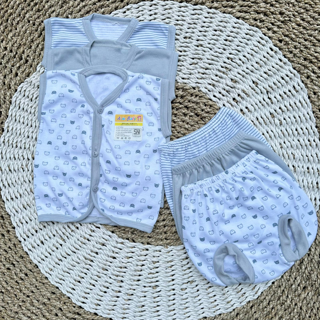 3 PCS Baju Lengan Kutung+Celana Pop Bayi Bayi Atasan Bayi Baju Newborn Baju Bayi Baru Lahir Gift Bayi Hadiah Lahiran Bayi