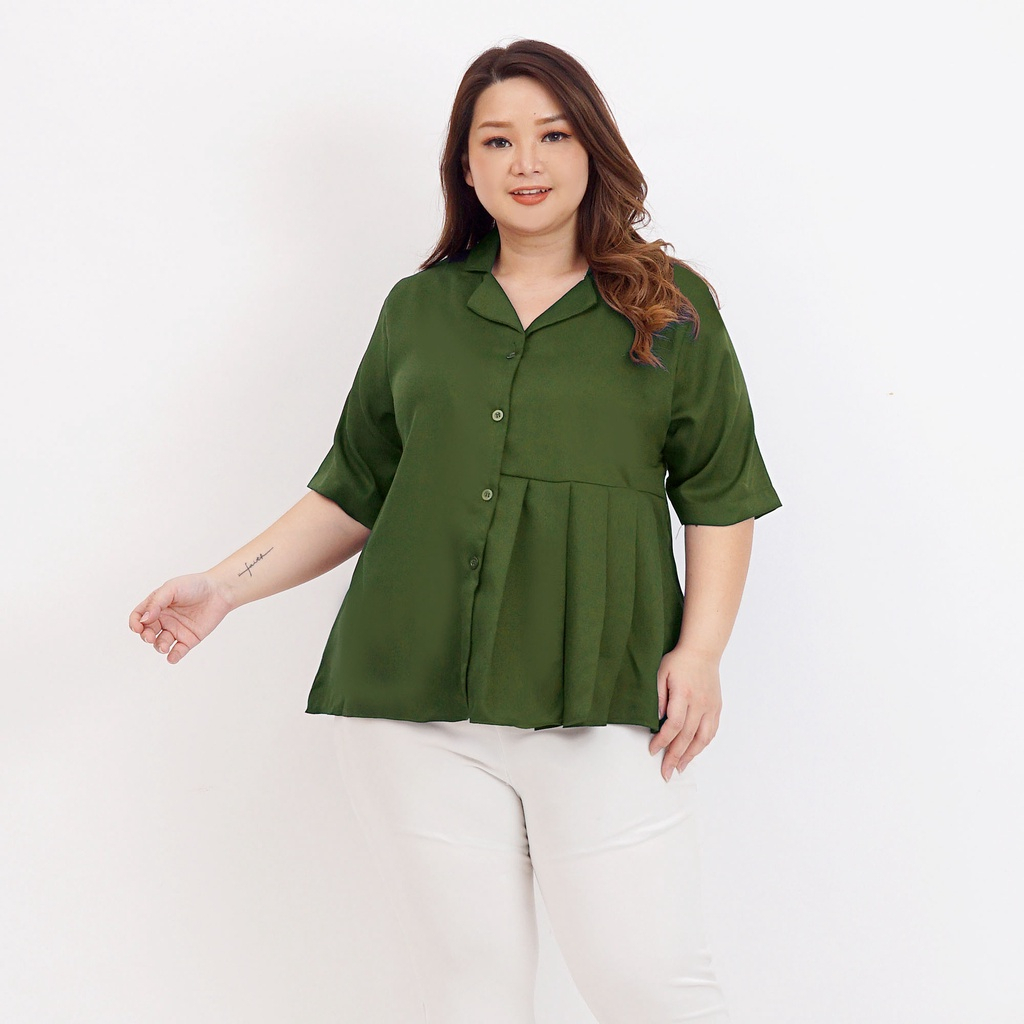 Kemeja BAJU BLOUSE BLUS ATASAN WANITA JUMBO RAMPEL LD 120cm BIG SIZE KATUN 10 XXL XXXL CEWEK Gemuk B