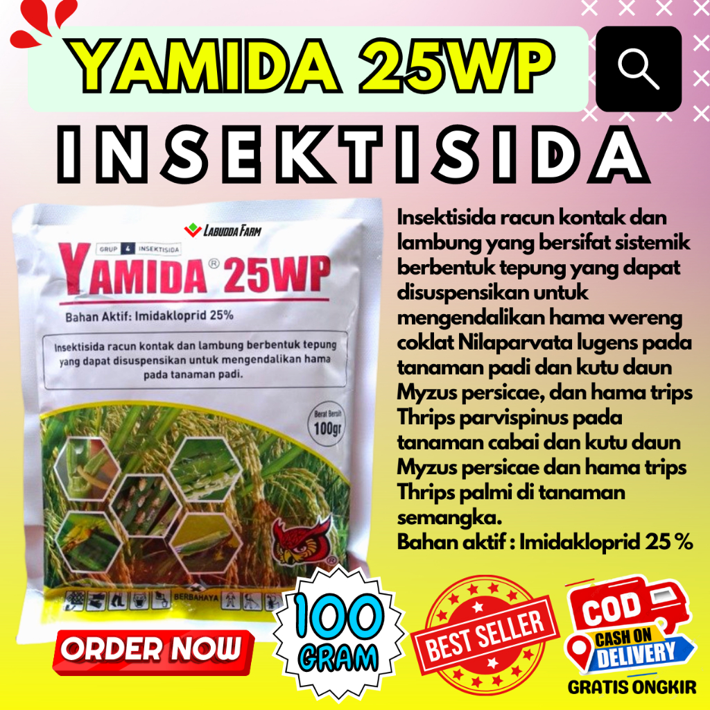 Insektisida Yamida 25 WP 100 Gram Insektisida Sistemik Imidakloprid Obat Serangga Tanaman Pestisida 