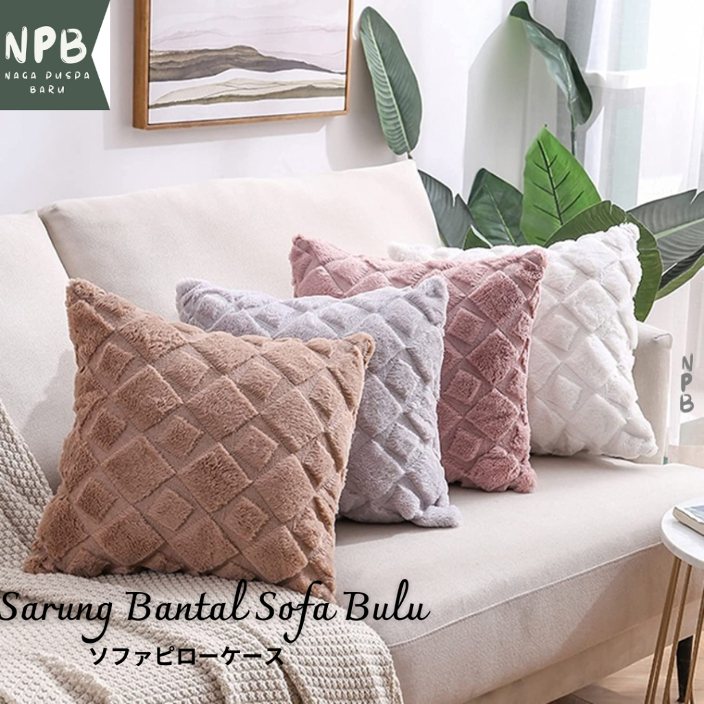 Premium Pillow Cushion Cover Beludru 45 x 45 - Sarung Bantal Sofa Bulu