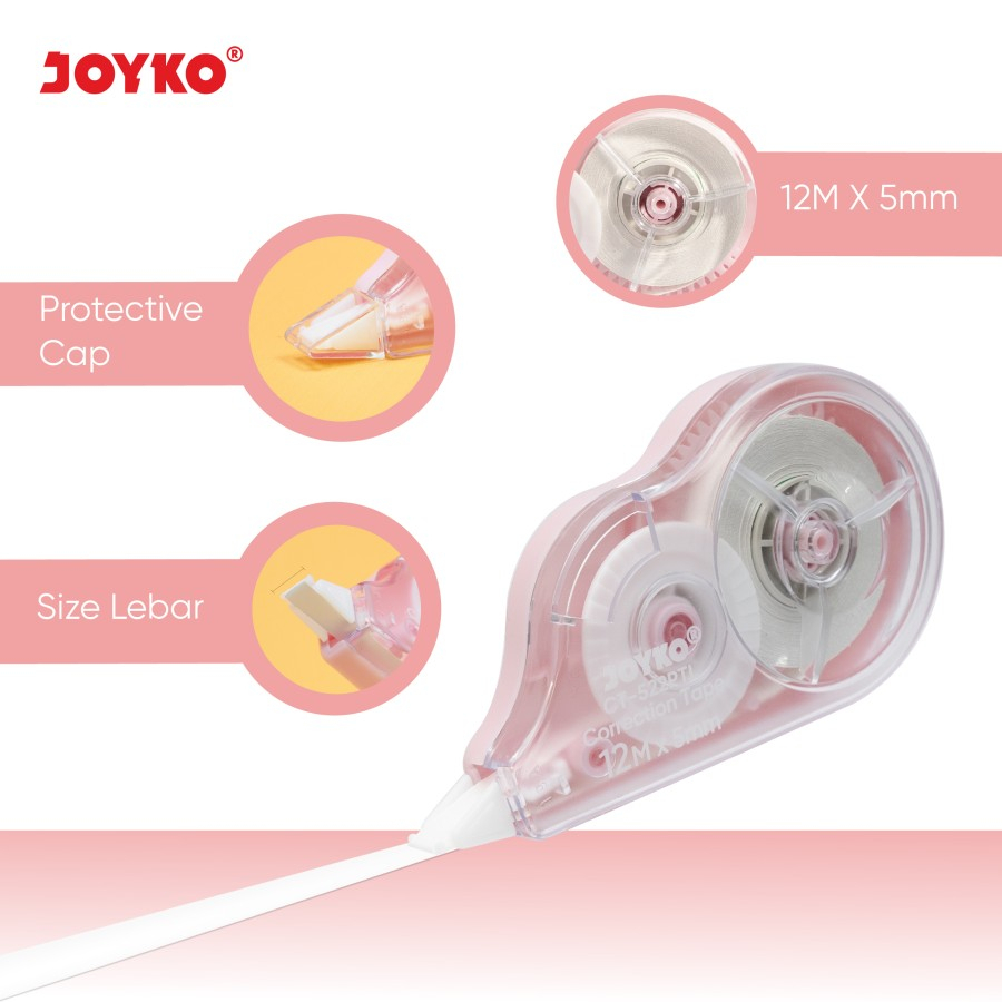 Correction Tape / Tip Ex Kertas Joyko CT-522PTL / CT-522 PTL / Pastel Color