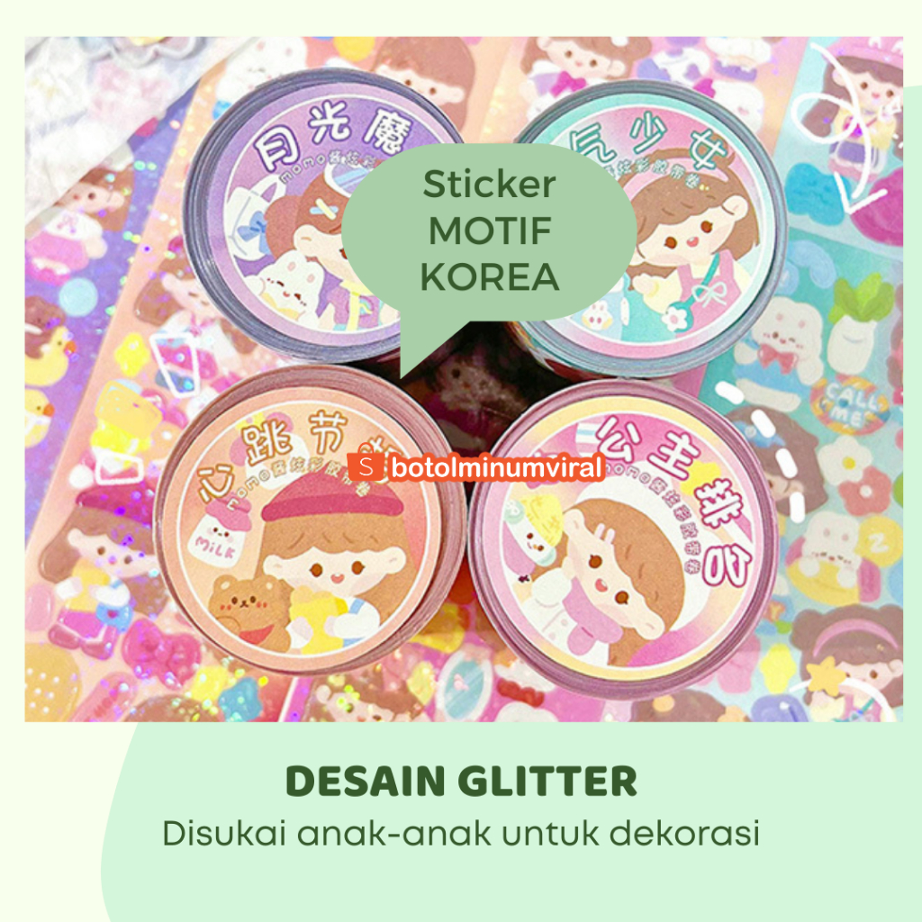 100 Lembar Stiker Motif Kartun Korea Lucu Anti Air Dekorasi Handbook Scrapbook DIY