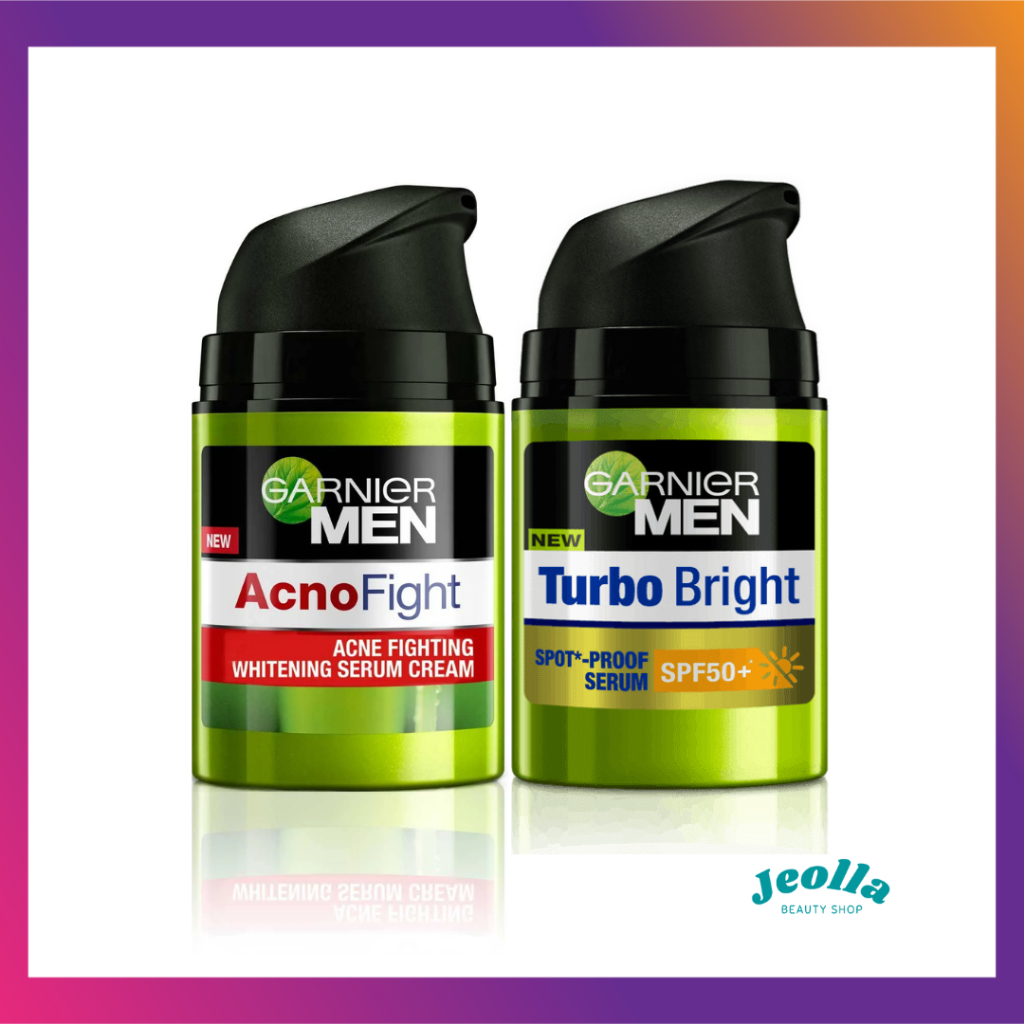 GARNIER MEN Acno Fight Acne Fighting Brightening Serum Cream Skin Care & Turbo Bright Spot-Proof Ser