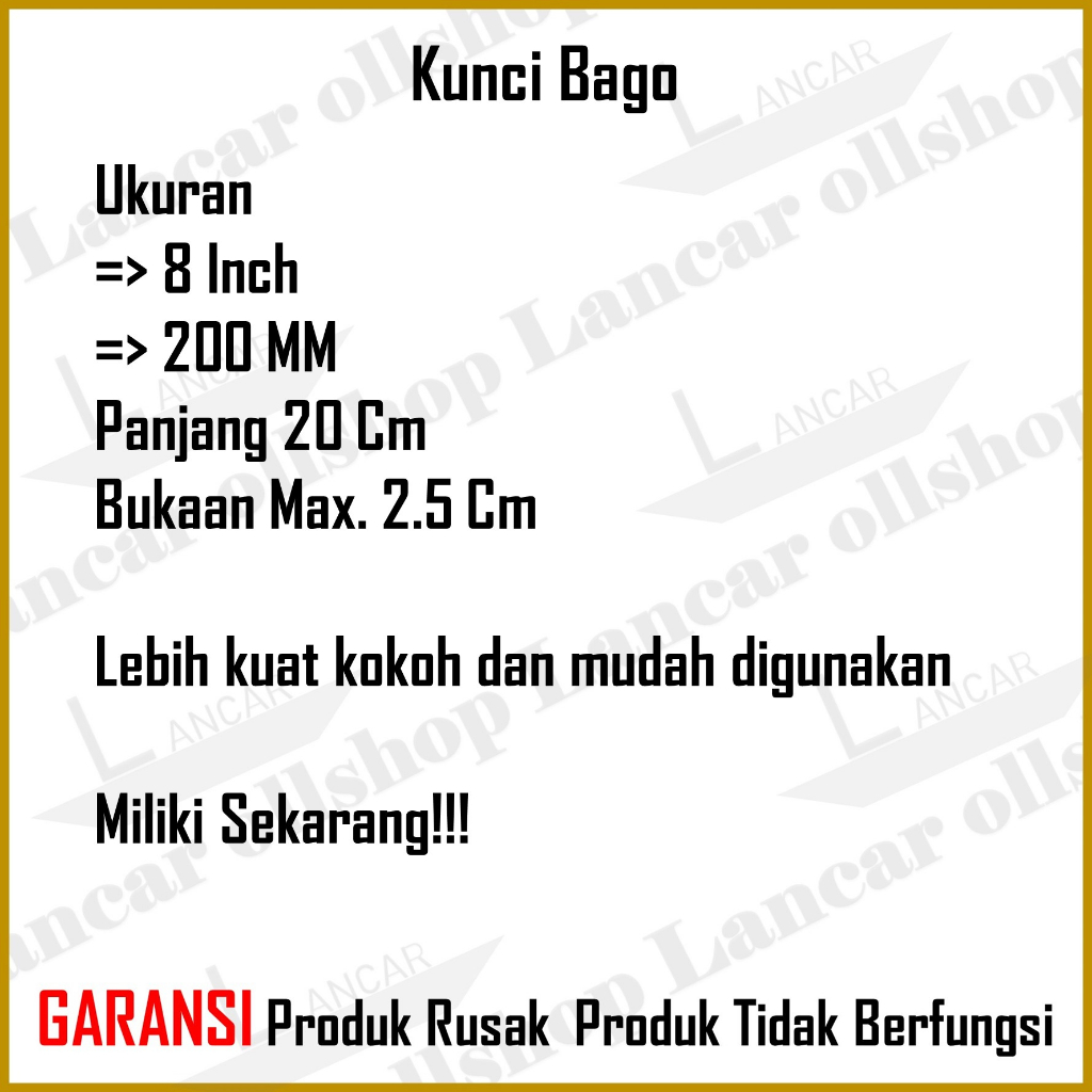 Kunci bago 8 inch / Kunci inggris