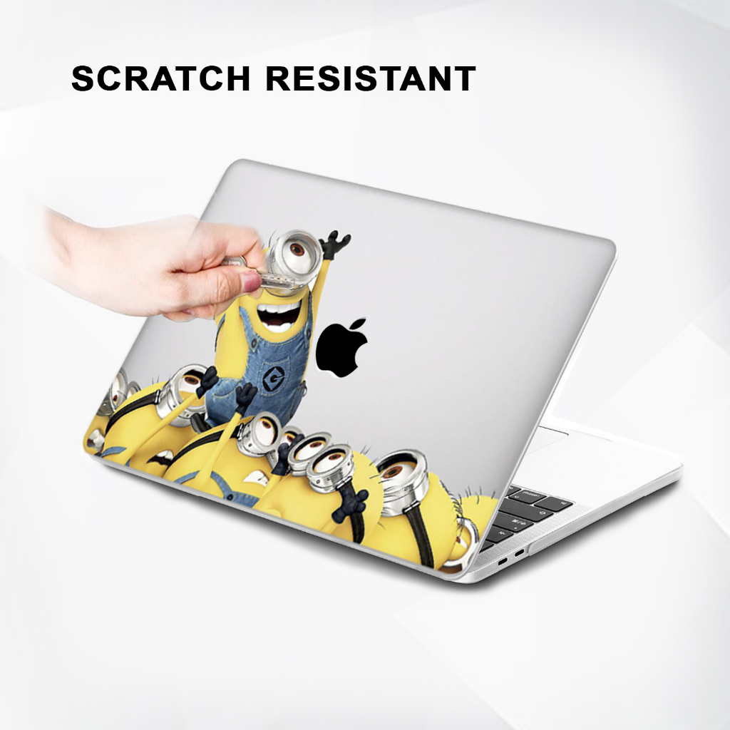 Case Casing Aksesoris Protective Pelindung Laptop Hardcase Macbook Air Pro 13 inch M1 M2 2017 2018 2019 2020 2021 A1932 A2179 A2337 A2681 A1706 A1708 A1989 A2159 A2251 A2289 A2338 Motif Gambar Kartun Minions Warna Kuning Murah Premium Logo Lubang Tampak