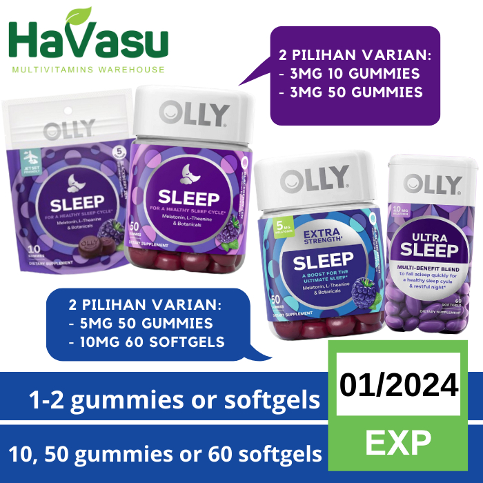 OLLY Sleep Aid Melatonin Gummies 3mg Extra Strength 5mg &amp; Ultra Softgels 10mg