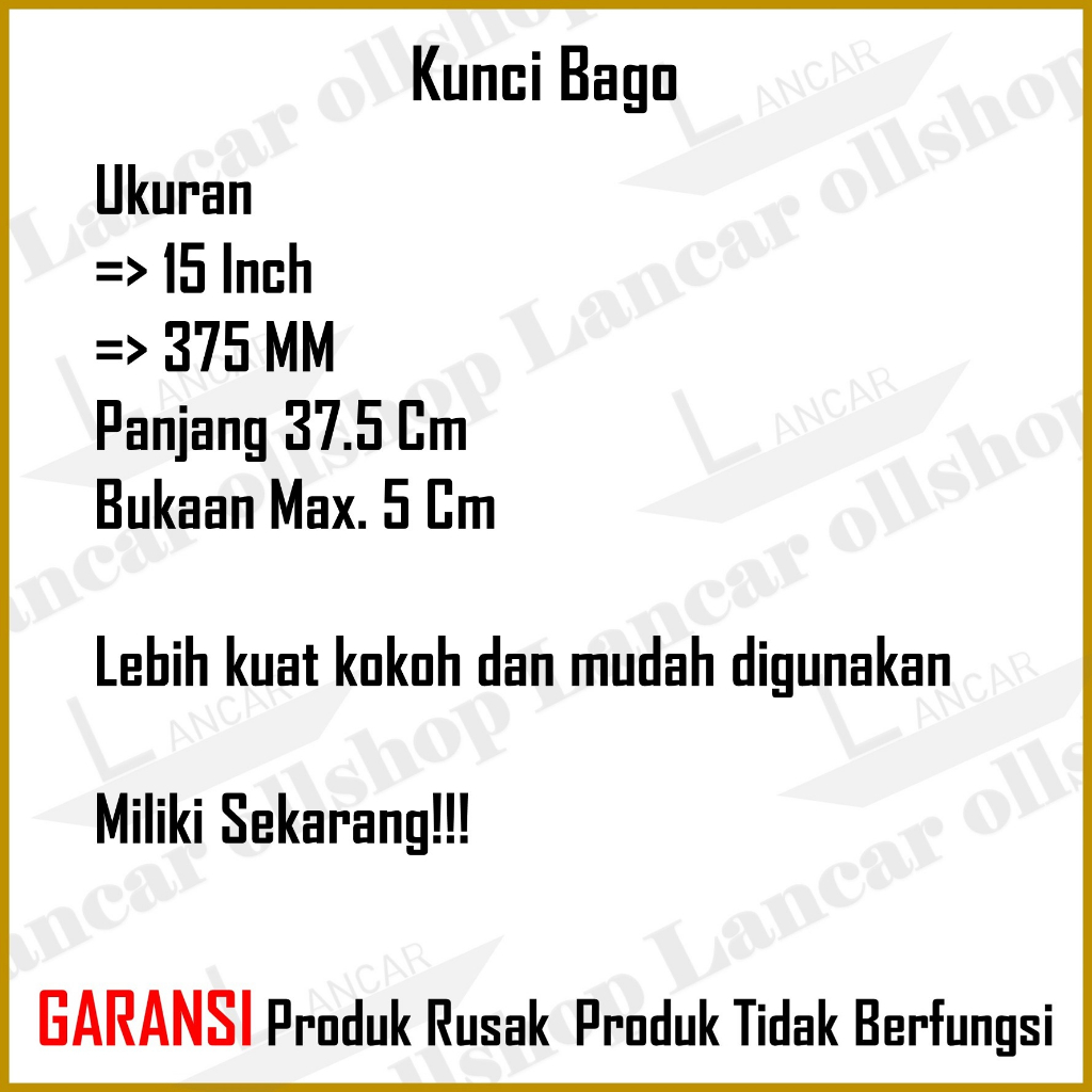 Kunci Bago 15 inch / Kunci inggris 15 inch