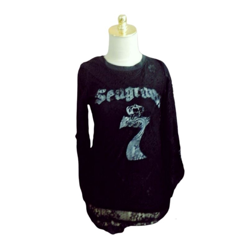 BLOUSE KATUN MOTIF SEAGRAM SEVEN FURING BRUKAT KOREA STYLE