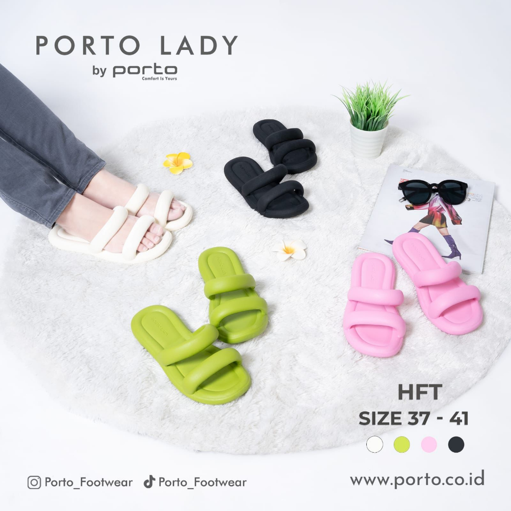 PORTO LADY HFT SANDAL RUMAHAN SANTAI SANDAL KEKINIAN BAN 2