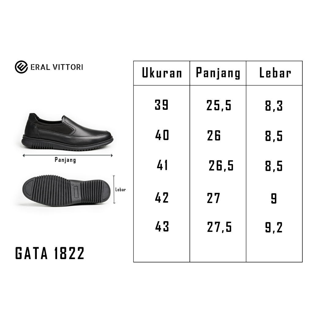 Eral Vittori - Gata 1822 Sepatu Pria Slip On Kasual Formal Kerja Kantor