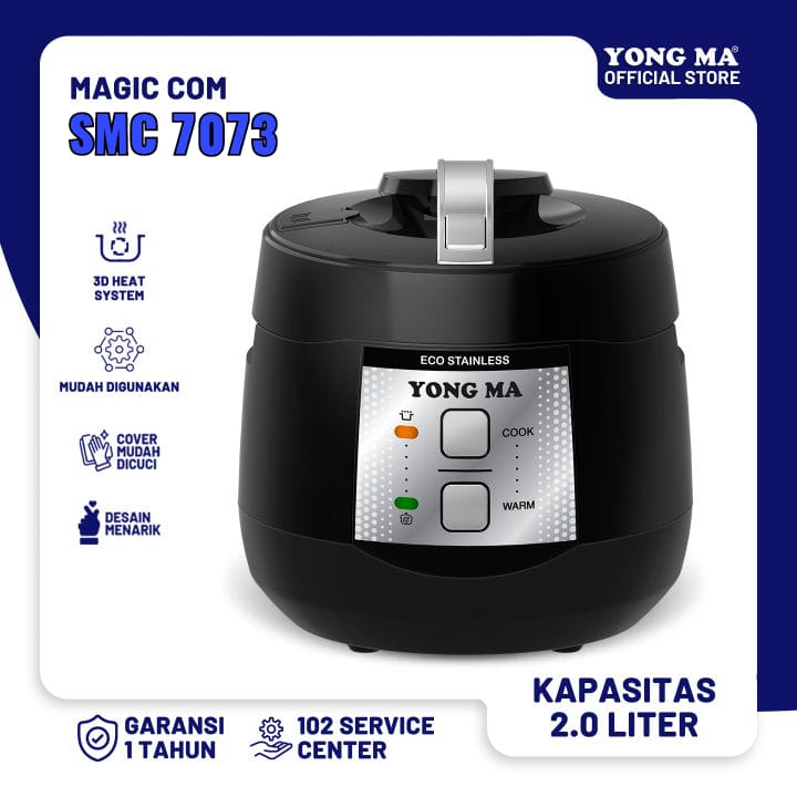 YONGMA Magic Com Rice Cooker 2L Stainless SMC7073 - SMC 7073 2 Liter YONGMA 4053