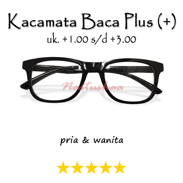 Kacamata Rabun Dekat (+) Tersedia Ukuran +1.00 s/d +3.00 Bingkai Kotak warna Frame Hitam Glossy Bahan Mika Nyaman Saat Dipakai FREE CASE