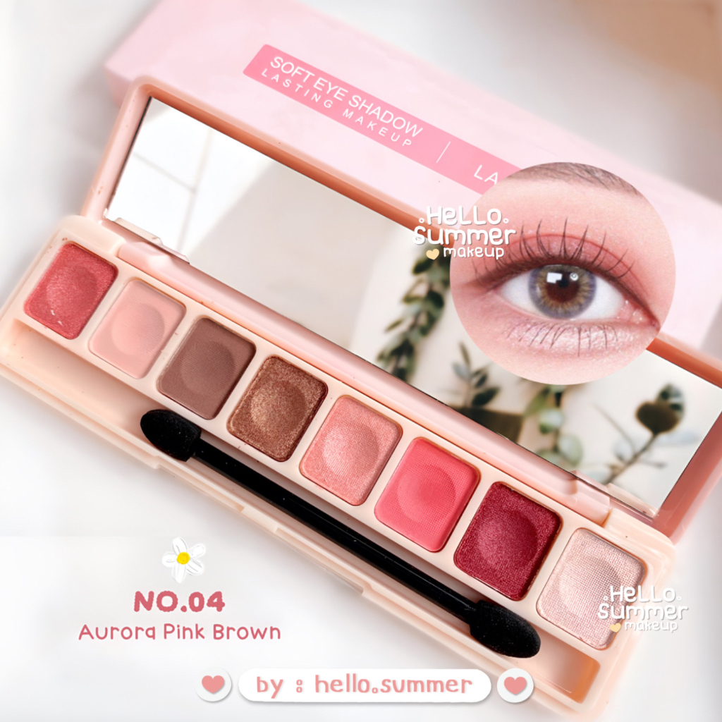 Soft Eyeshadow Lasting Makeup 8 Warna Palette Free Brush Aplikator Tahan Lama Pigmented Lameila