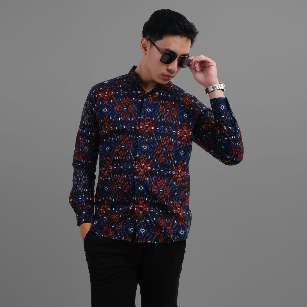 Maciku Store Baju Kemeja batik songket lengan panjang casual pria/ kemeja casual pria premium