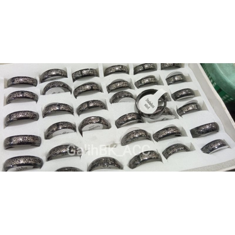 cincin stainless titanium Tauhid hitam