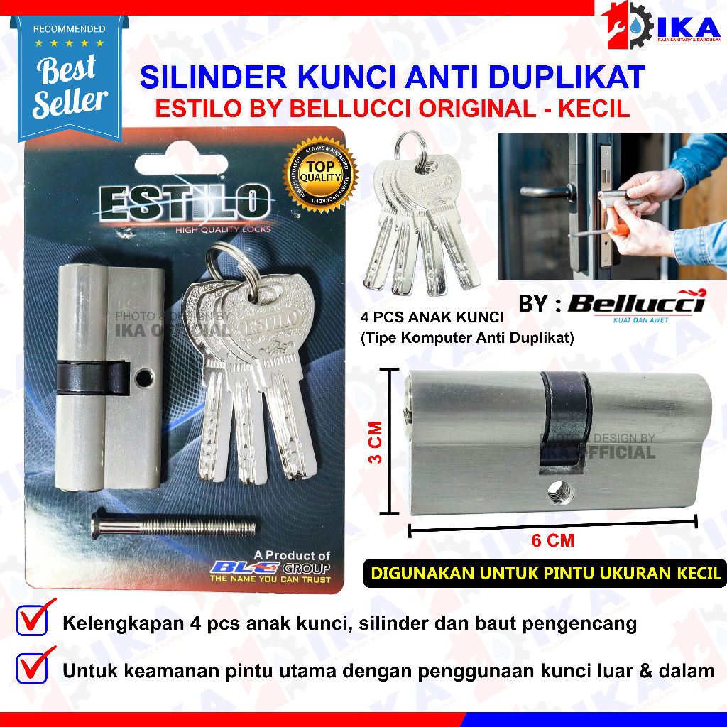 Silinder kunci pintu Bellucci Morechi Estillo computer bagus murah ANAK KUNCI 3/ 4 / 5pcs 60mm Isi silinder kunci pintu besar computer