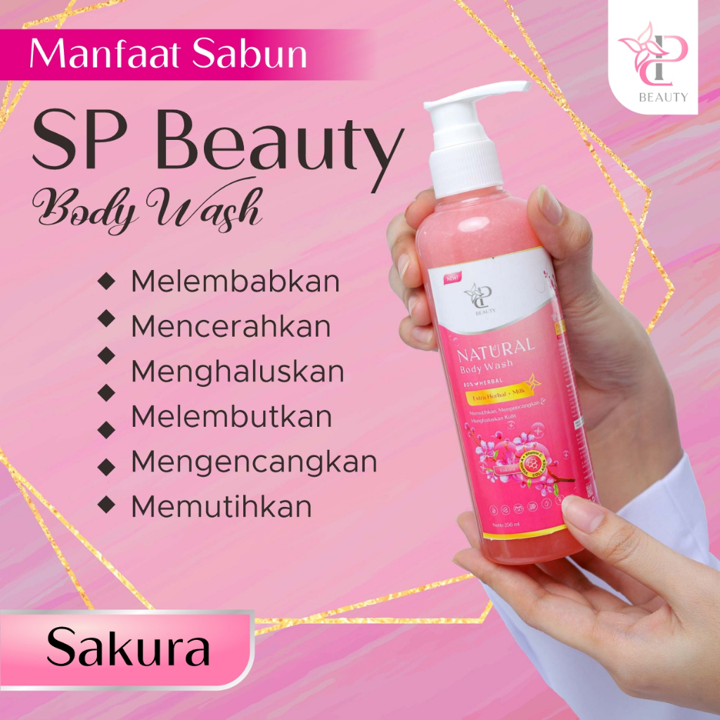 Sp Beauty Body Wash sabun cair herbal sakura Extra vitamin C. A &amp; Collagen. - Sabun mandi cair pemutih badan sabun cair pemutih .sabun cair herbal sakura
