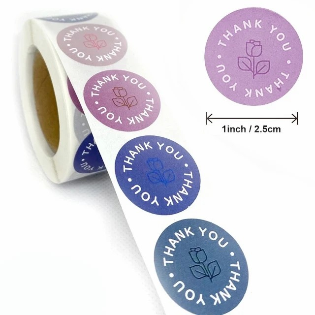 

500 Pcs Sticker Thank You : Flower Colour Pastel