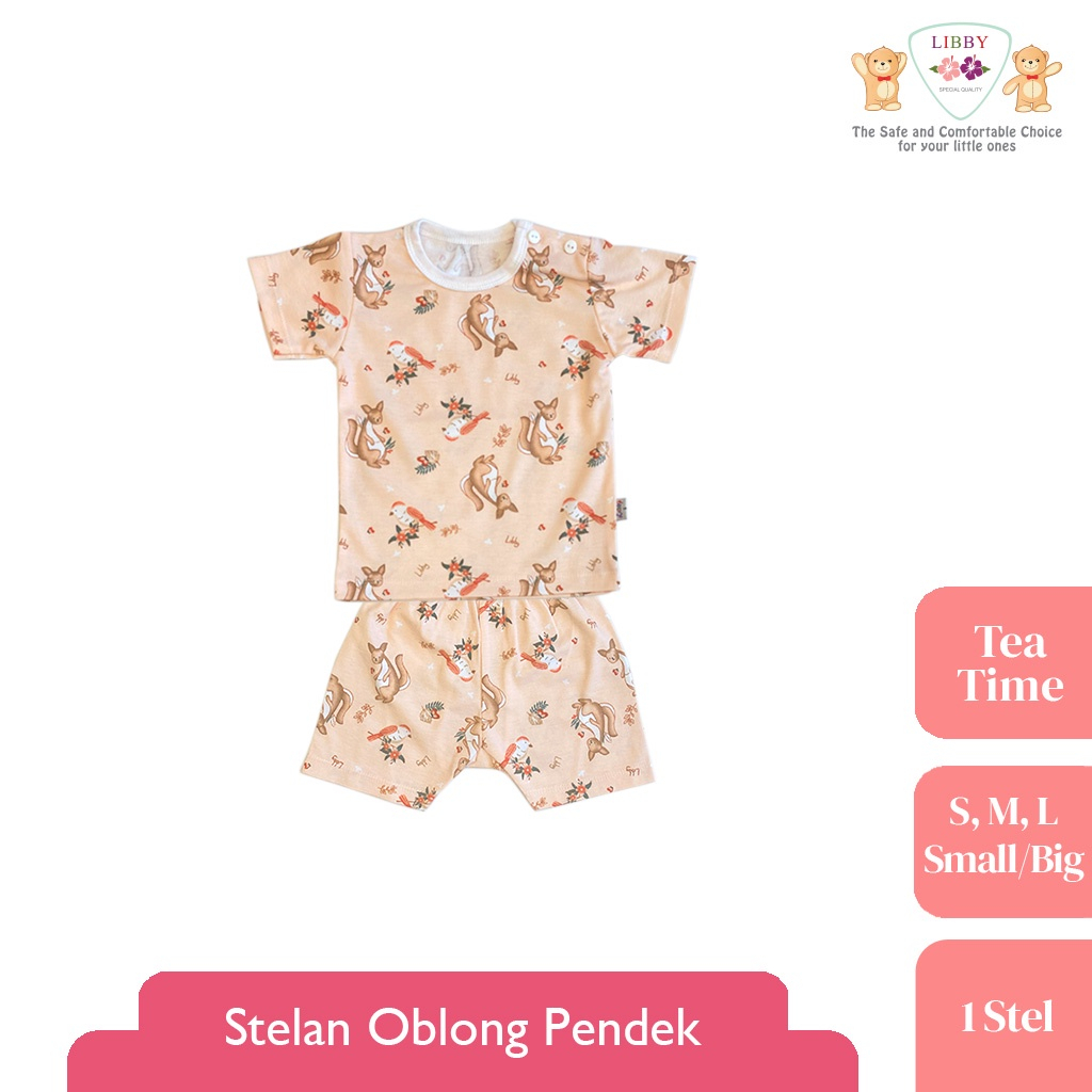 LIBBY Stelan Oblong Pendek- Celana pendek Motif Tea Time (1 stel)