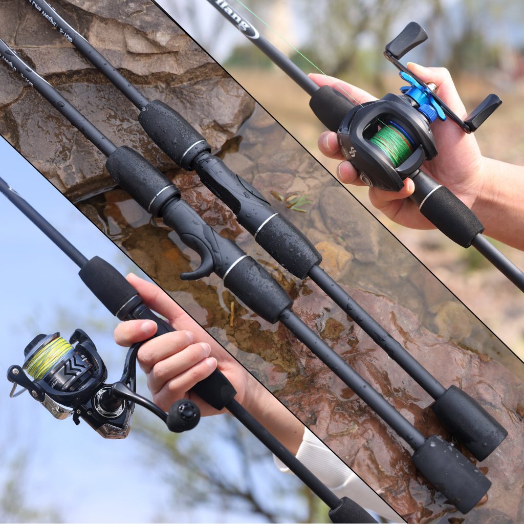 Sougayilang Joran Pancing  1.8M Spinning/Casting Fishing Rod Carbon Fibre 2 Seksi Solid Tip Carbon Fibre Rod Rod Joran Pancing Ultralight Joran Pancing Spinning Casting Murah Joran Pancing