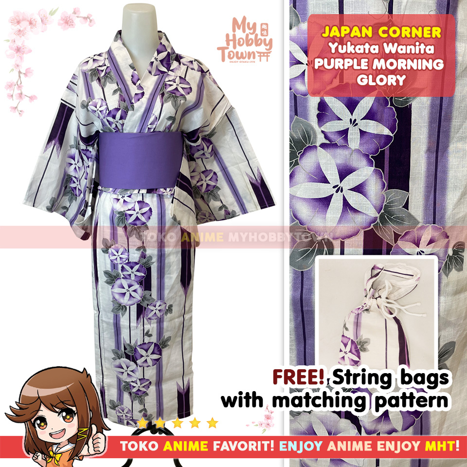 Yukata Kimono Wanita : Purple Morning Glory