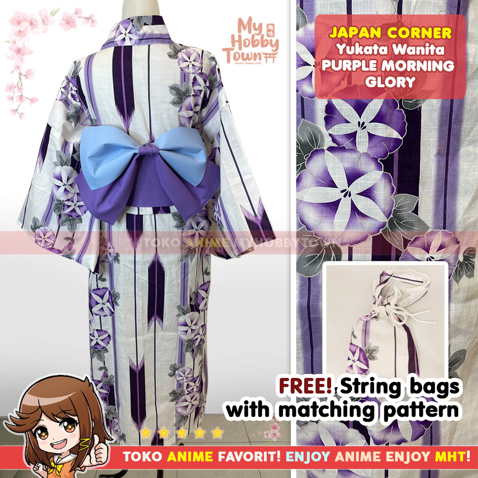 Yukata Kimono Wanita : Purple Morning Glory