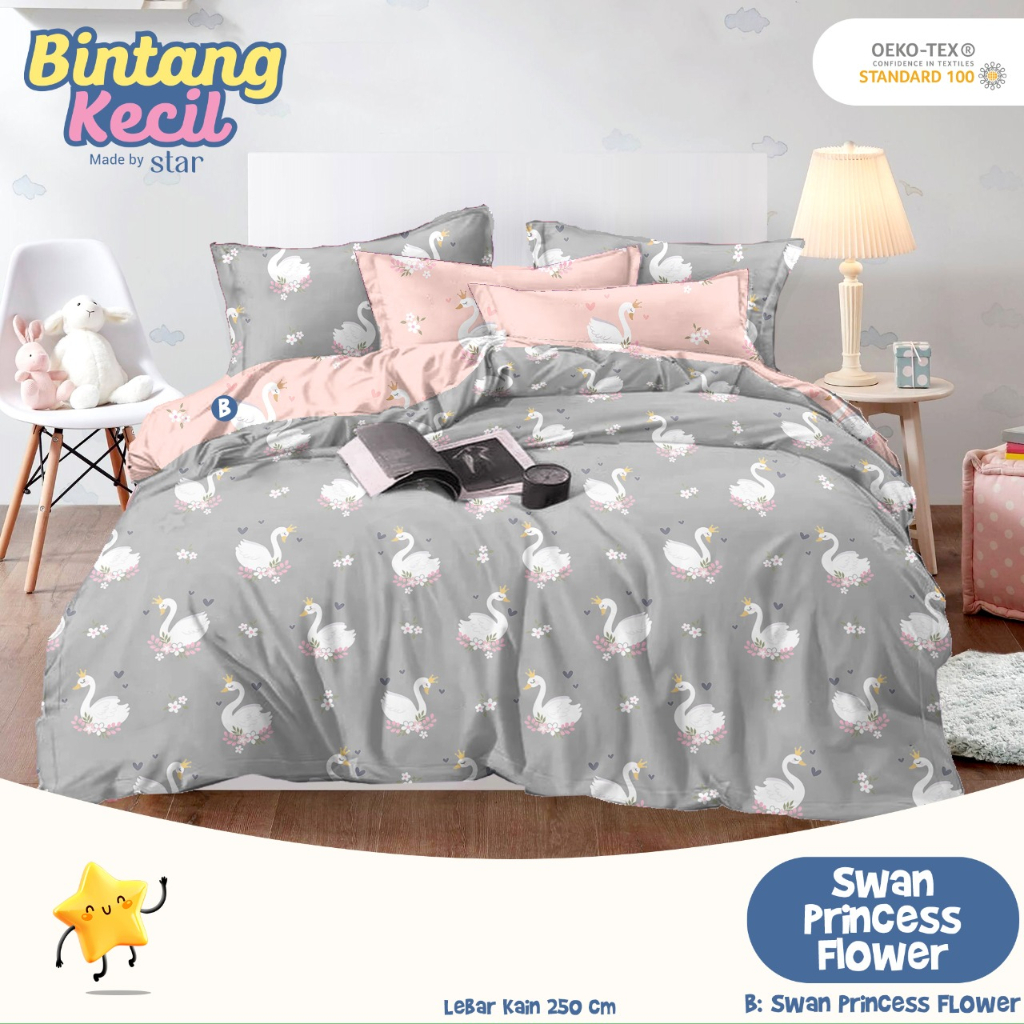 Sprei Anti Geser Bahan Katun Premium | FLAMINGO SWAN FLOWERS ABU &amp; SALEM | ukuran 90 100 120 160 180